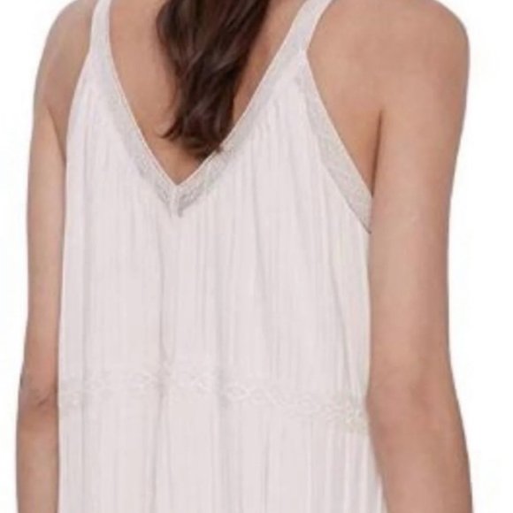 ZARA BANDAGE Knit Pleated Midi Dress Ivory Stretch Sleeveless V Neck Viscose L - Picture 7 of 16